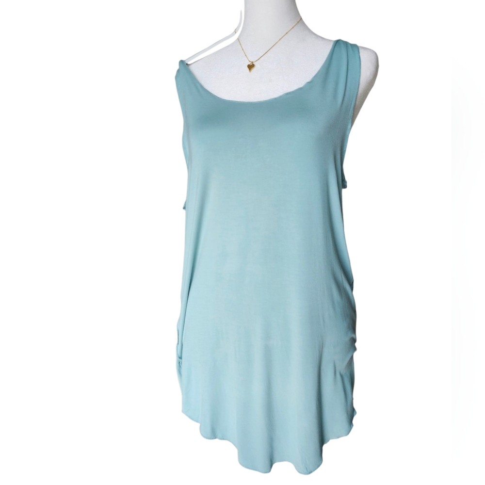 POL Aqua Blue Sleeveless Tunic Tank Top - Size S NWT Boho Casual Festival Summer